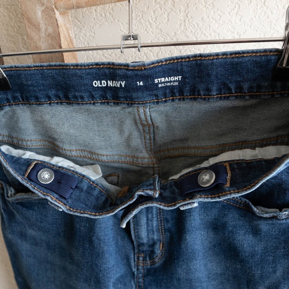 EUC! BUNDLE 2 Pairs Boys Jeans Sz14 Blue Straight Leg Old Navy Childrens Place - Picture 7 of 8